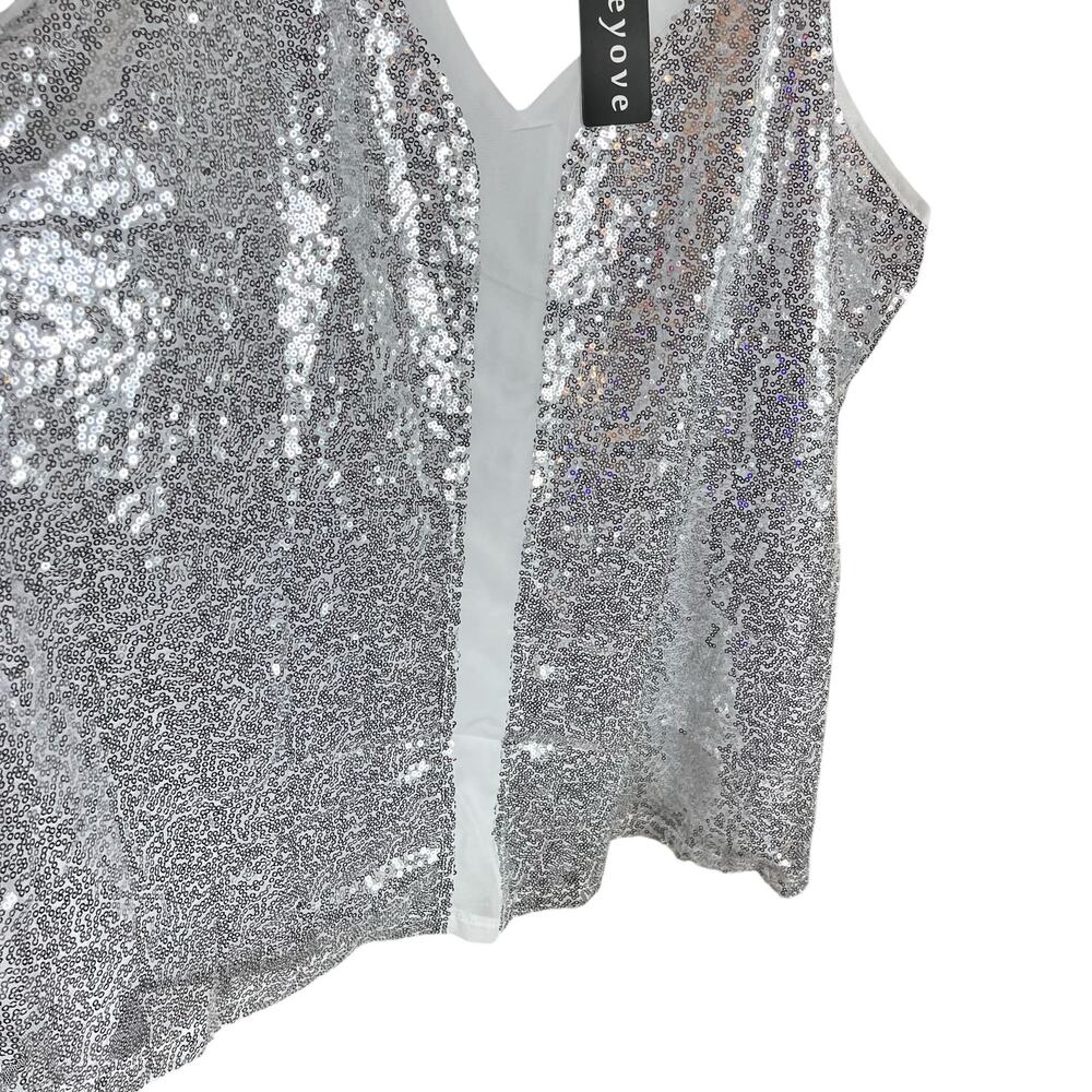 NWT Beyove Women's XXL Sequin Glitter V-Neck Sleeveless Cami Tank Top - Picture 4 of 7